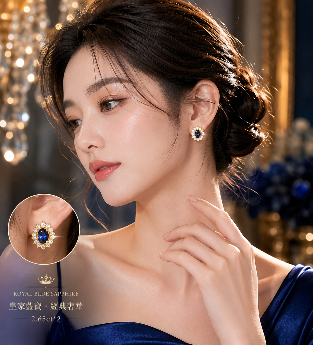 皇家藍寶義式耳釘G2407300325