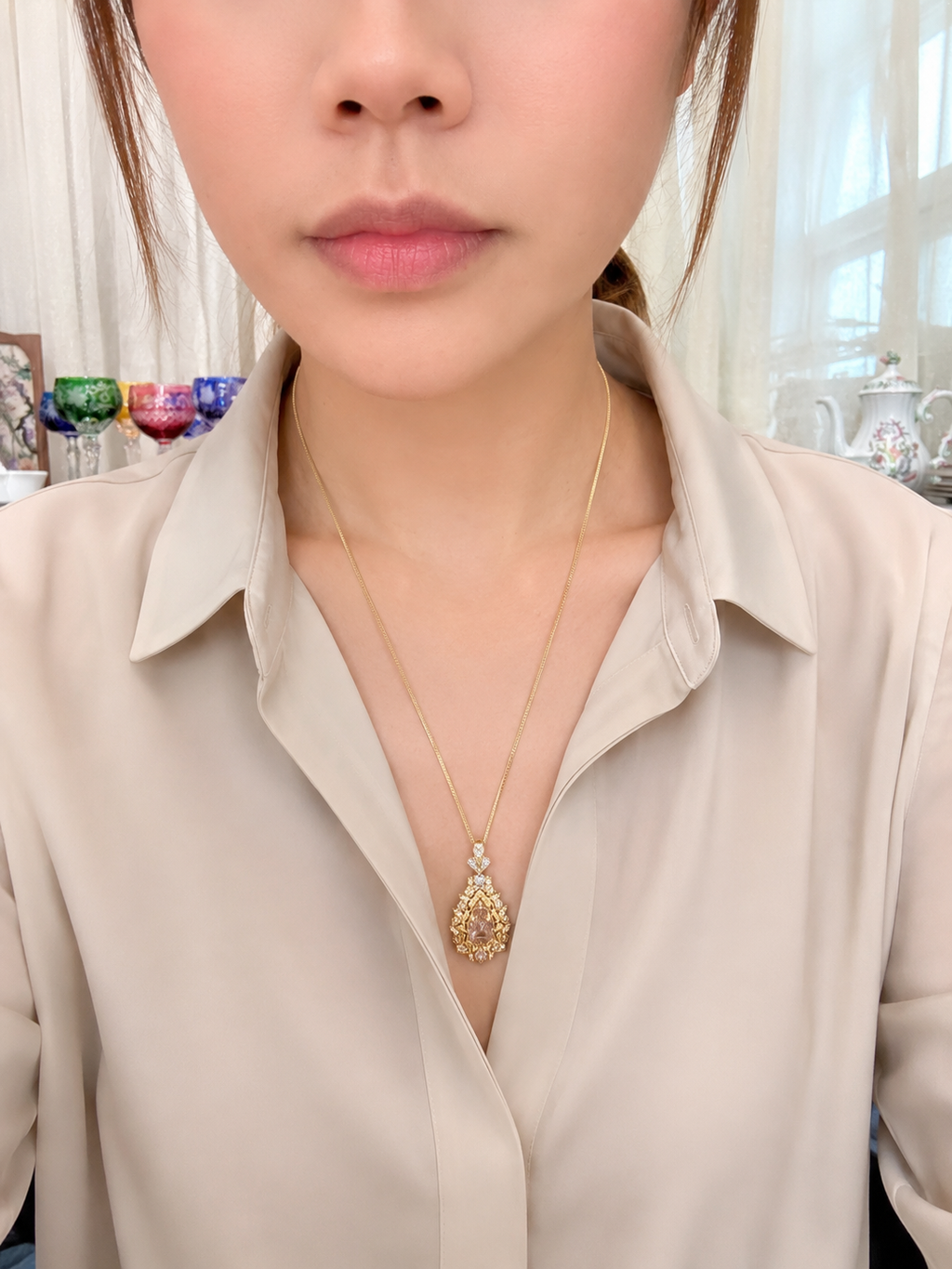 粉鑽復古項鍊