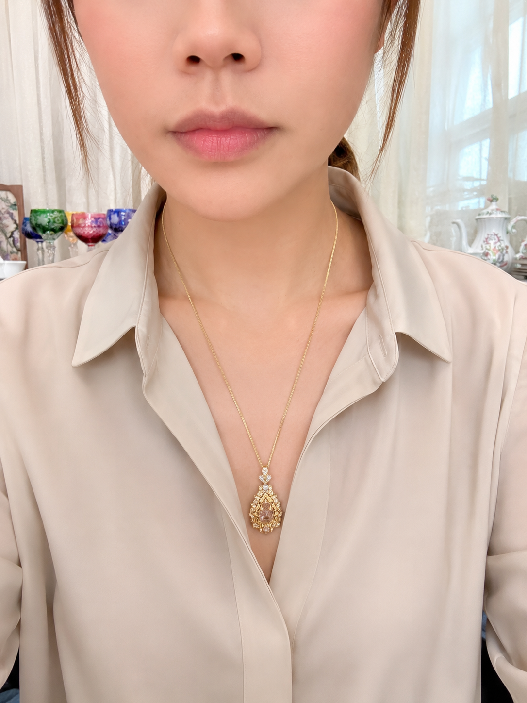 粉鑽復古項鍊