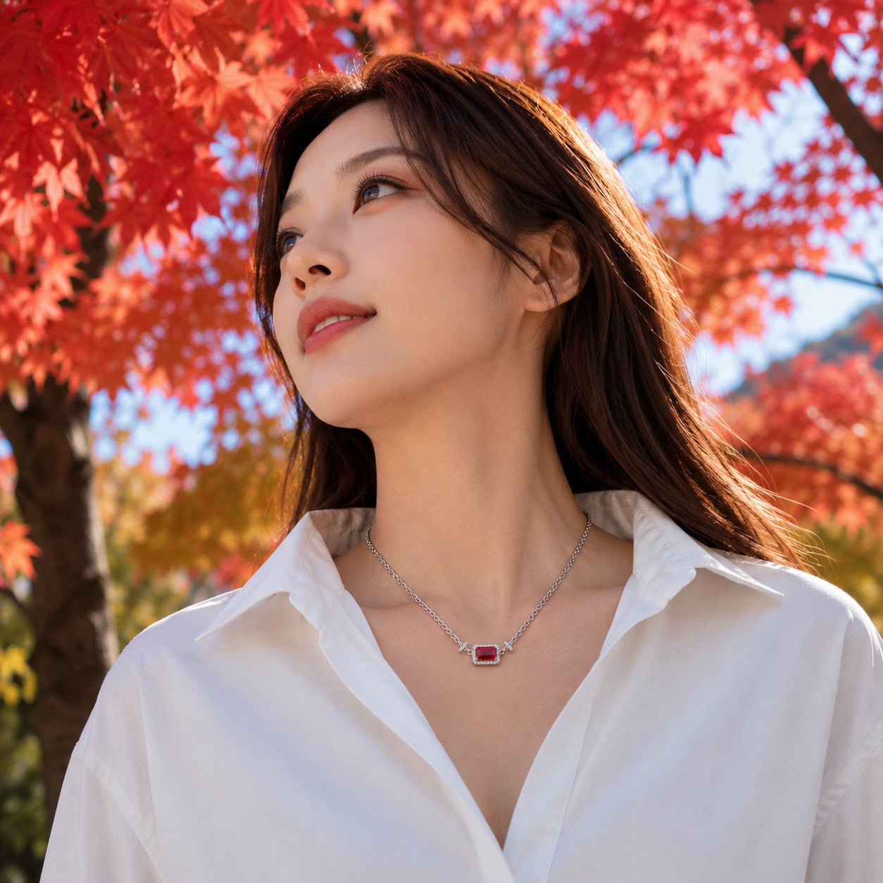 紅寶石簡約項鏈G2408230331