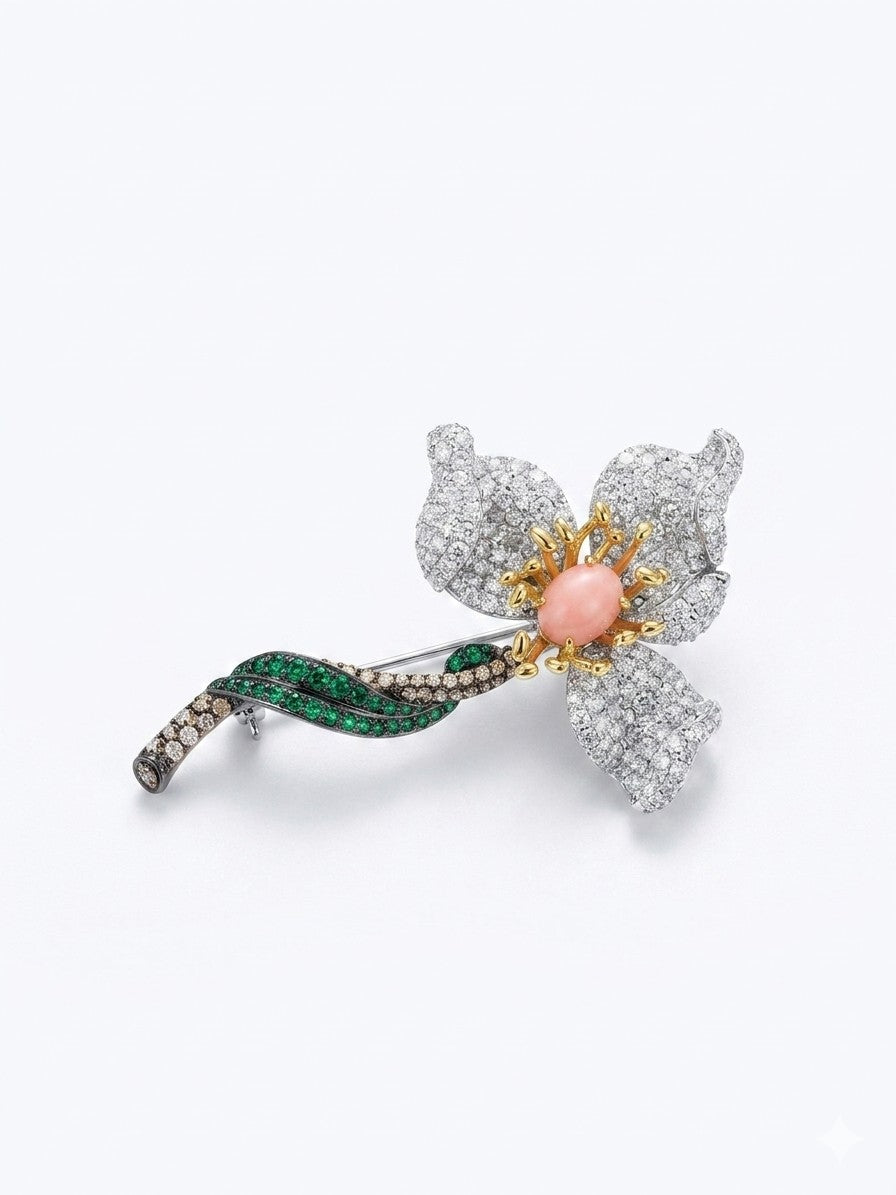 女王貝花卉胸針