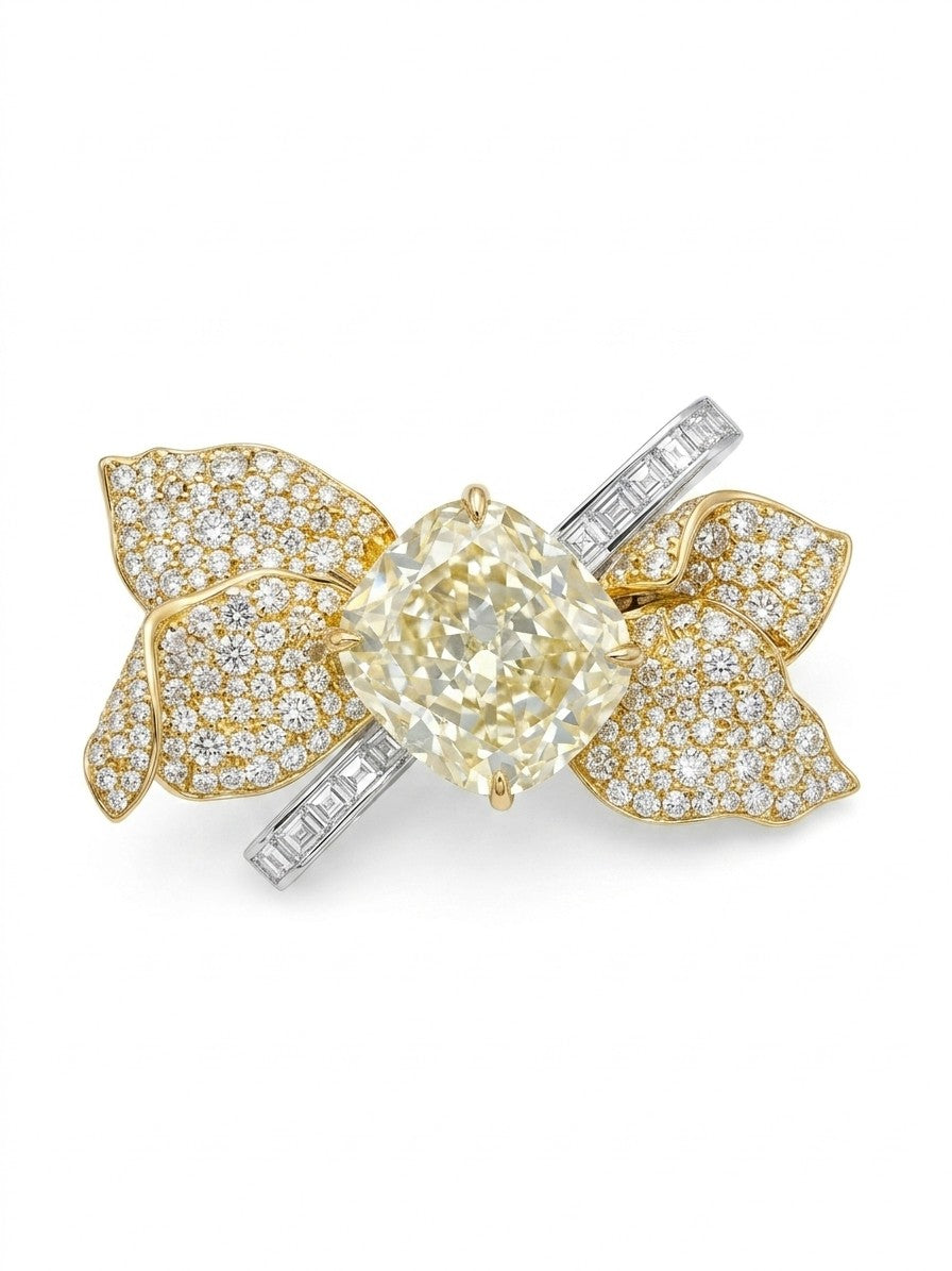 黃鑽彩寶藝術胸針