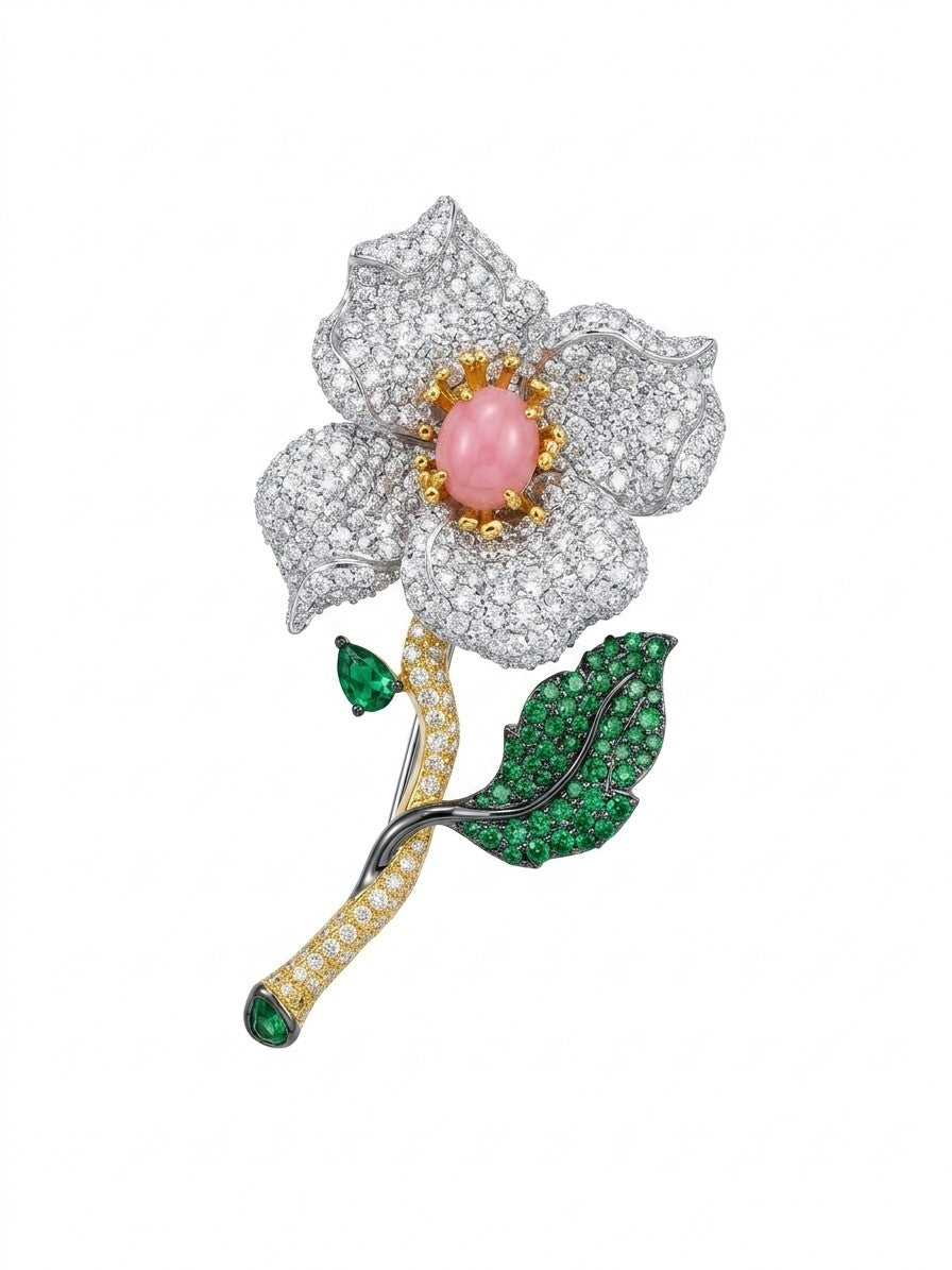 女王貝花卉藝術胸針