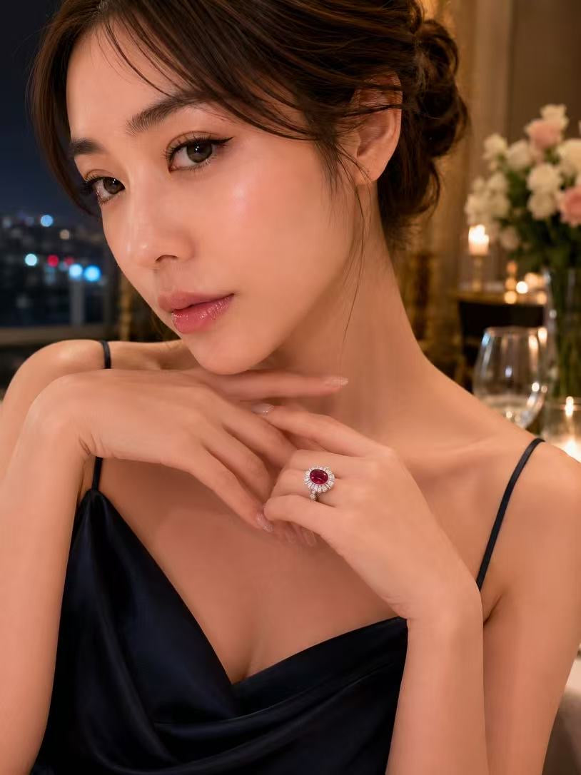 鴿血紅蛋面奢華戒指G2411040174