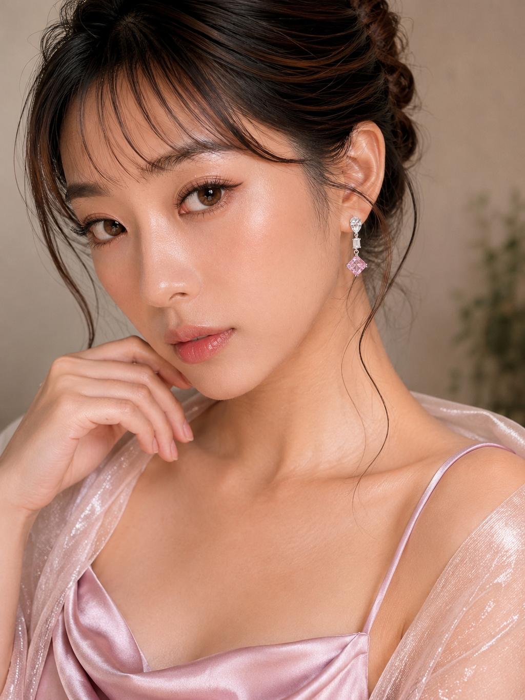 粉鑽奢華耳環